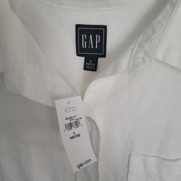 NEW Gap Linen Maxi Shirtdress Large Petite White Button Womens Sleeveless - Picture 4 of 10